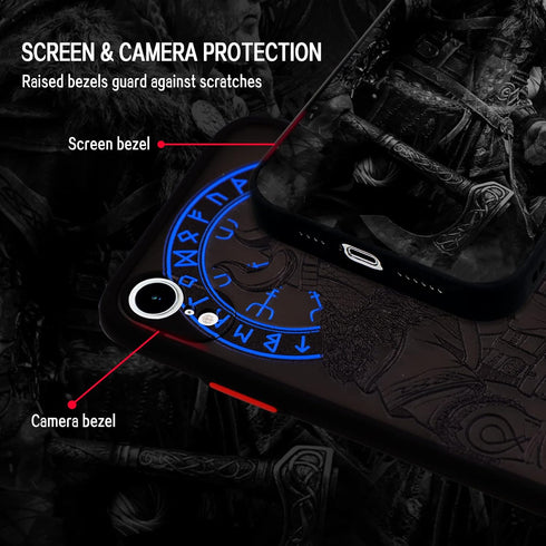 Cool Viking Phone Case with Viking Warrior 3D Embossed Compatible for iPhone XR Clear Frosted Trendy Phone Case......