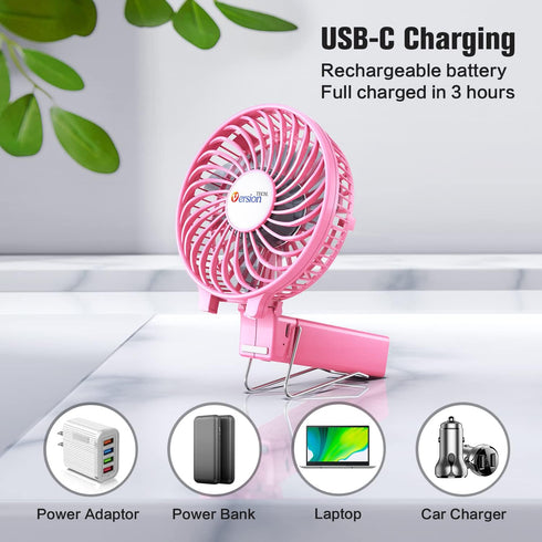 VersionTECH. Mini Handheld Fan, USB Desk Fan, Small Personal Portable Table Fan with USB Rechargeable Battery Operated Cooling Folding Electric Fa...