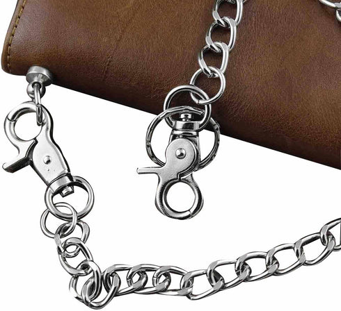 Men's Genuine Leather Biker Star Zipper Card/Money Chain wallet Purse...