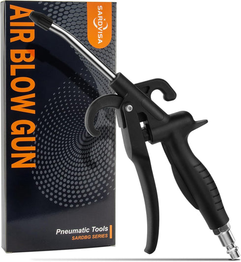 High Volume Air Blow Gun with Rubber Guard Air Flow Nozzle, Industrial Household Air Blower Gun Angle Bent Jet Nozzle, Air Gun for Compressor Pneu...