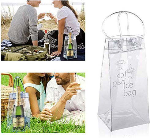 Ice Wine Bag Portable Collapsible Clear Wine Pouch Cooler with Handle for Party,Outdoor,Champagne,Cold Beer,White Wine,Chilled Beverages,Iced Drin...