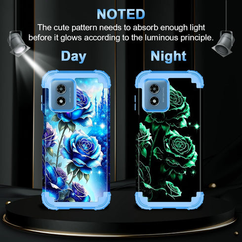Miqala for Moto G 5G 2024 Case,Glow in The Dark Three Layer Heavy Duty Shockproof Full Body Protection Hard Plastic Bumper+Soft Silicone Protectiv...