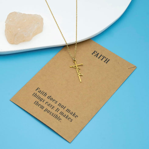 Faith Cross Necklace Gift for her, religious gift for womens,for birthday or Any Special Occasion from, Faith Cross Necklace with Message Card...