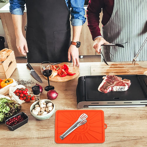 Silicone Side Shelf Mat, Griddle Spatula Mat,Grill Mat, Heat Resistant Mat, Silicone BBQ Tool Mat Grill Utensil Holder Serving Spoon Drip Pad for ...