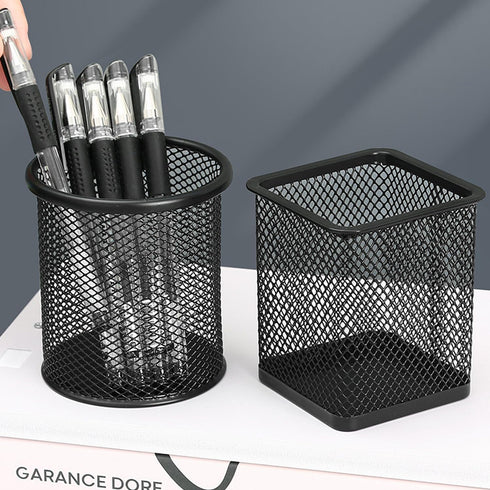 Pen Holder for Desk, Black Pen Holder Cup for Desk, Black Wire Mesh Pencil Cup Holder for Desk Pencil Cup Holders, Make Up Brush Holder, Office Pe...