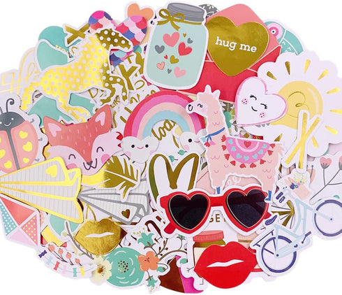 120pcs Scrapbook Stickers Cardstock Stickers Love Stickers Decorative Masking Stickers for Personalize Laptop Scrapbook Daily Planner and Crafts...
