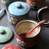 VanEnjoy Traditional China Retro Hand Painted Flower Ceramic Round Sugar Spice Containers Porcelain Jar with Spoon Round Condiment...