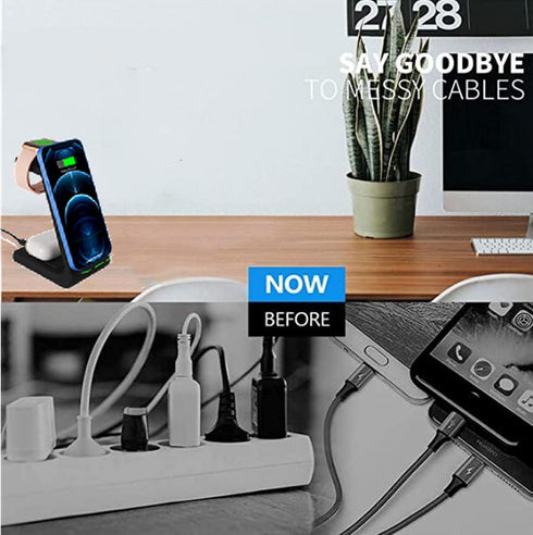 Wireless Charger,3 in 1 Fast Wireless Qi Charging Station Dock Stand for iPhone 14/13/12/11 Pro Max/XR/XS Max/XS/X, iWatch SE/7/6/5/4/3/2, Airpods...