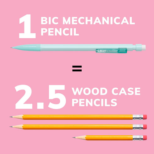 BIC Xtra Smooth Mechanical Pencils (MPNP24-BLK), Medium Point (0.7mm), Fun Pastel Color Pencils, Back to School, 24 Count...