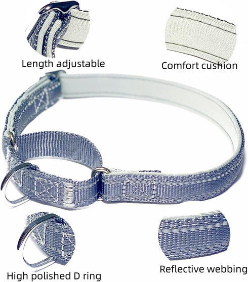 Martingale Dog Collars, Reflective Safety Puppy Collar, Adjustable Soft Nylon Training Dog Collar,Metal Accessories Heavy Duty No Pull Pet Collars...
