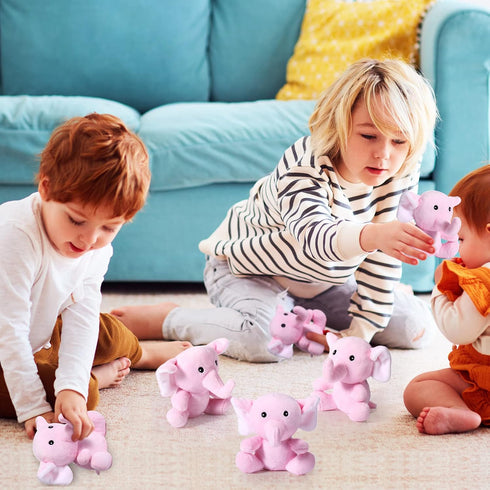 8 Pcs Plush Mini Elephant Stuffed Animal Toys 4 Inches Cute Soft Forest Elephant Toys for Baby Shower Birthday Party Christian Charity Donation Su...