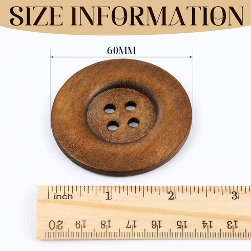 30 Pieces Large Size Wood Buttons 2.36 Inch Round Sewing Button 4 Holes Large Buttons for Crafts Sewing Large Wooden Buttons for DIY Clothing Bag ...
