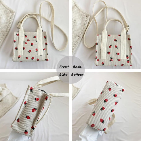 Corduroy Tote Bag Small Crossbody Bag Purse for Women Zipper Closure Shoulder Bag Satchel Bag Casual Hobo Handbag...