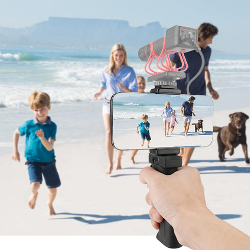Universal Ergonomic Anti-Falling Cell Phone Smartphone Hand Grip Stabilizer w/Safety Strap, Portable Selfie Stick Handheld Vlogging Holder Mount f...
