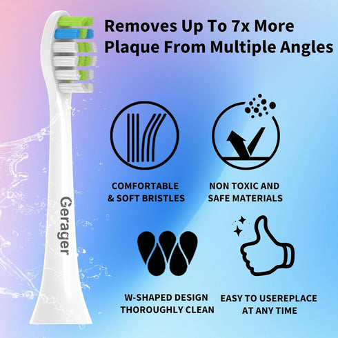 10 Pack Replacement Heads Only Compatible with 7AM2M AM101/AM105 Electric Toothbrush, Soft Brush Bristles...