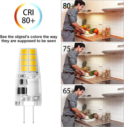 G4 LED Bulb 3W Equivalent to 20W 25W T3 JC Type Bi-Pin G4 Halogen Bulb,AC/DC 12V Warm White 3000K G4 Base Bulbs for Under Cabinet Light,Puck Light...