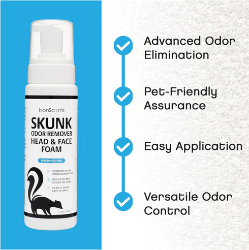 NonScents Skunk Odor Remover Head & Face Foam – Easily Eliminate Skunk Odor from Pets, Carpets, Clothing, Ready-to-Use for Dogs, Cats, Home, Carpe...