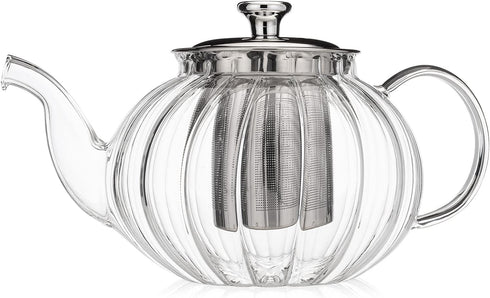 Teabloom Vienna Glass Teapot – Stain-Free Heatproof Glass – Stovetop Safe – Removable Stainless Steel Infuser – Perfect for Loose Leaf Tea – 37 oz...