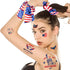Whaline 15pcs 4th of July Accessories Kit Patriotic American Flag Headband Hair Band Hair Scrunchies Earrings Temporary Tattoos Independence Day G...