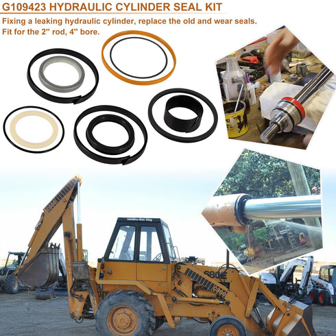 for Case 1543273C1/Case G109423/Case G105545 Hydraulic Cylinder Seal Kit (for Rod Size: 2'', Bore Size: 4'') for Case 450 455 550 580 650 680 780 ...