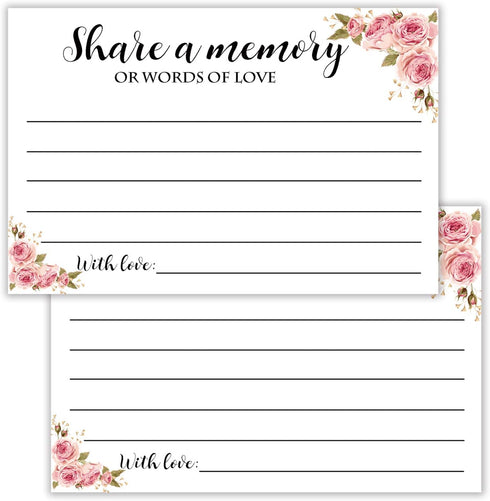 Giftideaworkshop 50 Floral Share A Memory Cards for Celebration of Life Birthday Anniversary Memorial Funeral Graduation Bridal Shower Game, Guest...