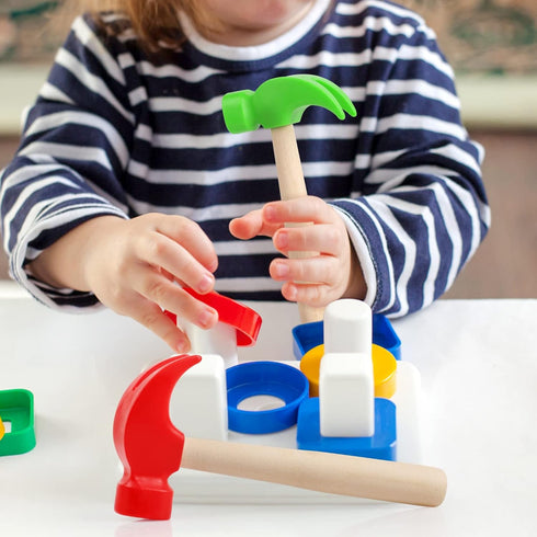 Fowecelt 3 Pack Wooden Hammer Toys Simulation Hammers Maintenance Tools Educational Toys for Kids Birthday Party Games Supplies...