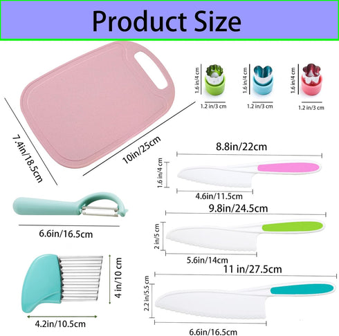 9 Pcs Montessori Kitchen Tools for Toddlers?Kid Safe Knives Cooking Set, Kids Cooking Sets Real?Serrated Edges Toddler Knife Kids Knives for Cooki...