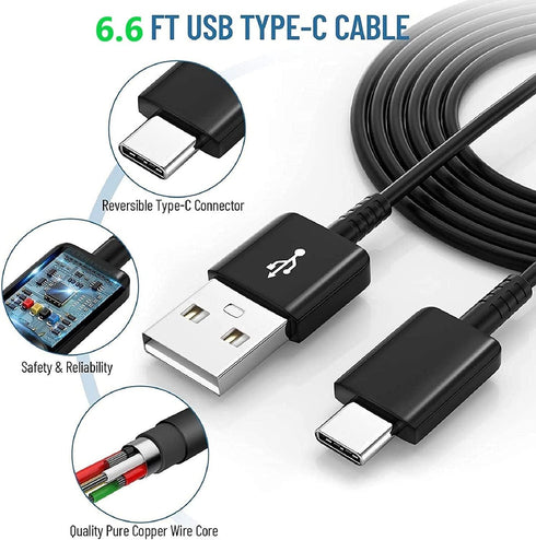 Samsung Fast Charger with USB Type C Cable 6ft for Samsung Galaxy S10/S10e/S10 Plus/S9/S9 Plus/S8/S8 Plus/A13/S23/A30/A31/A32/A50/A51/A52/A53/Note...