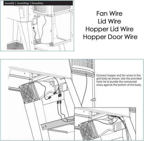 Electric Wire Kit Replacement Parts for Masterbuilt Gravity Series 560/1050 XL Digital Charcoal Grill Smoker, 1*Fan Wire + 1*Lid Wire + 1*Hopper L...