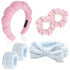 6Pcs Spa Headband for Washing Face with Wristband Towe, Skincare Makeup Puffy Cloud Headbands Soft Sponge Absorbs Water for Shower (Pink and Blue)...