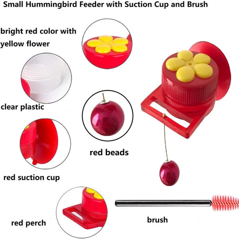 Hummingbird Feeder for Window Small Handheld Bird Flower Feeders with Perch Cleaning Brush (2 Pack)...
