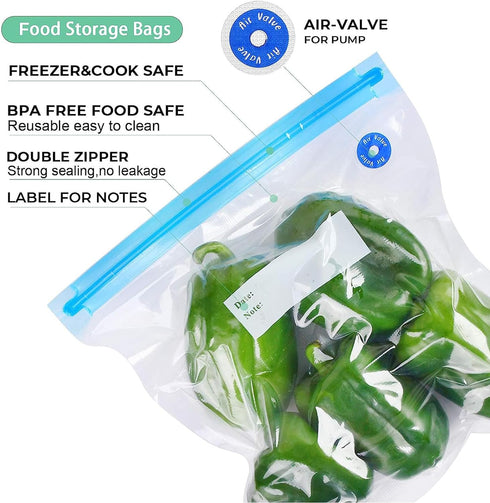 Sous Vide Bags 31Pcs, Reusable BPA Free Vacuum Sealer Bags (13 * 11 in) Vacuum Food Storage Bags for Cooking/Food Storage/Microwave Heating - 24Pc...