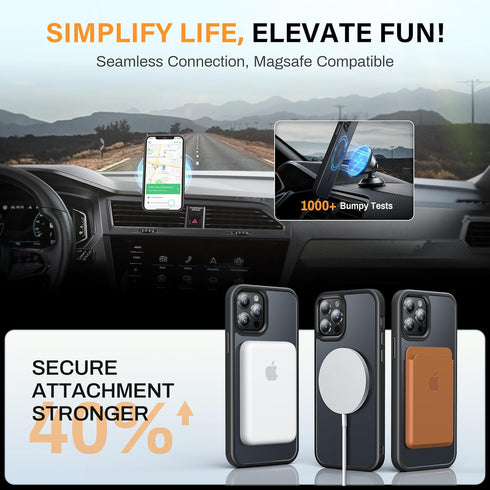 Strong Magnetic for iPhone 12 Pro Max Case, Military Grade Drop Protection, Compatible with MagSafe, Shockproof Translucent Matte Hard Back Soft S...
