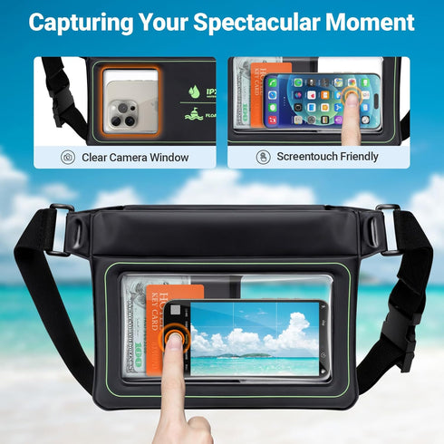 F-color Waterproof Fanny Pack Floating - Waterproof Waist Pouch with 35oz Buoyancy - Cruise Essentials Must Haves Waterproof Bag Keeps Phone Valua...