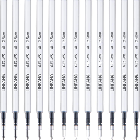 Black Gel Pens Refills, 12 Pack Retractable Gel Ink Pen Refills Bulk, Medium Point 0.7mm Tip Smooth Writing Quick Dry Gel Pen Refills for Journali...