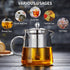 Glass Teapot 18.6 oz, Borosilicate Glass Tea Pot with Detachable Stainless Steel Infuser, Clear Tea Kettle for Loose Leaf Tea, Blooming Tea, Tea B...