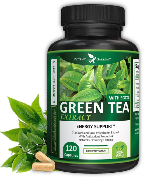 Green Tea Extract with EGCG Natural Energy, Mental Focus, Immune Support, Antioxidant and Healthy Heart Formula, Non-GMO 120 Green Tea Extract Cap...