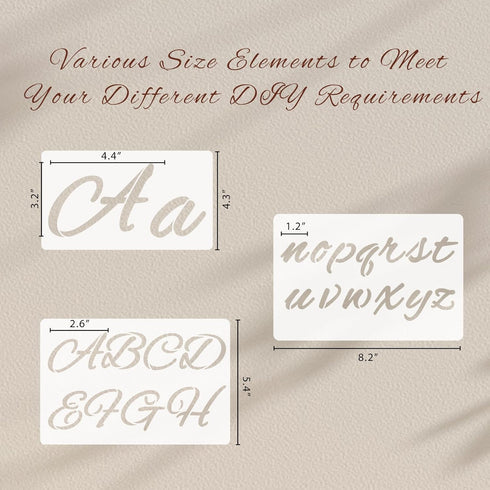 Alphabet Stencils, 45 Pcs Plastic Reusable Letter Stencils for Crafts Kit with 3 Alphabet Sets in Different Size and Numbers, Symbols, Decorative ...