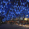 30cm 8-Tube Falling Rain Meteor Shower Christmas Lights - Blue Outdoor Icicle Dripping Shooting Star Lights...