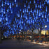 30cm 8-Tube Falling Rain Meteor Shower Christmas Lights - Blue Outdoor Icicle Dripping Shooting Star Lights...