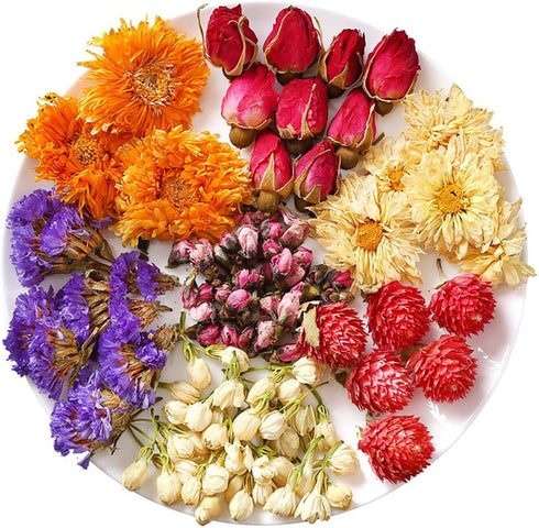 TooGet Fragrant Dried Flowers and Herbs Accessories Decorations 9 Bags Set Dry Flowers for Soap Bath Bombs Making and Dried Flower Crafts...
