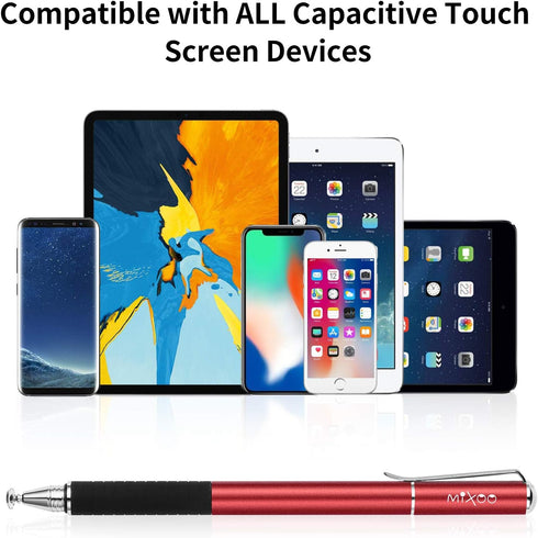 Mixoo Stylus Pens for Touch Screens - Disc & Fiber Tip 2 in 1 High Sensitivity Universal Stylus for iPad, iPhone, Tablets and Other Capacitive Tou...