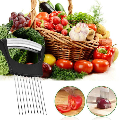 Stainless Steel Onion Holder for Slicing,Onion Slicer Holder,Onion Cutter for Slicing of Onions,Tomatoes,Avocados,Eggs and Other Vegetables,KItche...