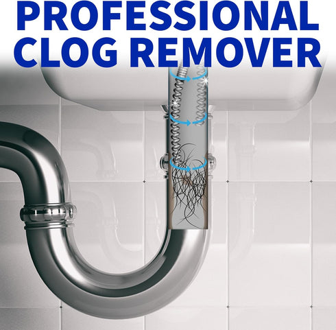 Professional Slow Drain Cleaner and Clog Remover - 10-Foot Metal Snake for Hair, Food, Debris, and Garbage Removal from Pipes, Plumber Tools...