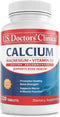 U.S. Doctors' Clinical Calcium, Magnesium + Vitamin D3 for Bone, Muscle, and Nerve Support (120)...