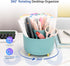 boho office decor - Blue Pencil Holder with 5 Compartments, Aesthetic Design with 360 Rotating Pencil Holder. Office Desk Accessories for Women an...