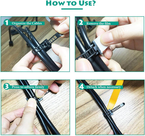 25 Pieces Desk Wire Organizer Cable Ties Zip Ties Adhesive Cord Clips Cable Management Cord Keeper Desk Wire Management...