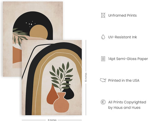 HAUS AND HUES Boho Prints Neutral Wall Art - Set of 6 Boho Mid Century Modern Wall Art, Aesthetic Prints for Wall Decor and Mid-Century Modern Art...
