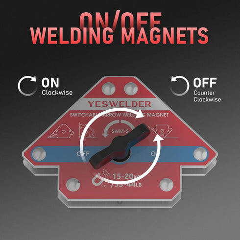 YESWELDER Switchable Arrow Welding Magnet 33-44LBs On/Off Switch Arrow Magnetic Welding Holder...