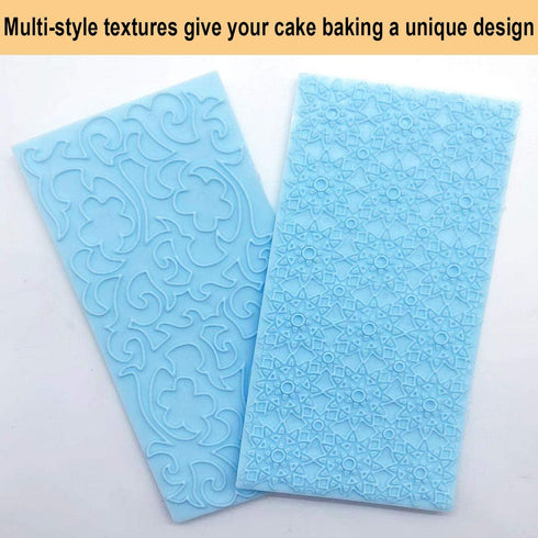 6 Pack Fondant Impression Mat Set Cake Decor Mold Set-Embossed Tree Bark/Flower/Cobblestone Texture Design Sugarcraft Decor Tool for Chocolate Cup...